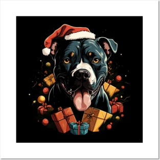 Christmas pitbull Posters and Art